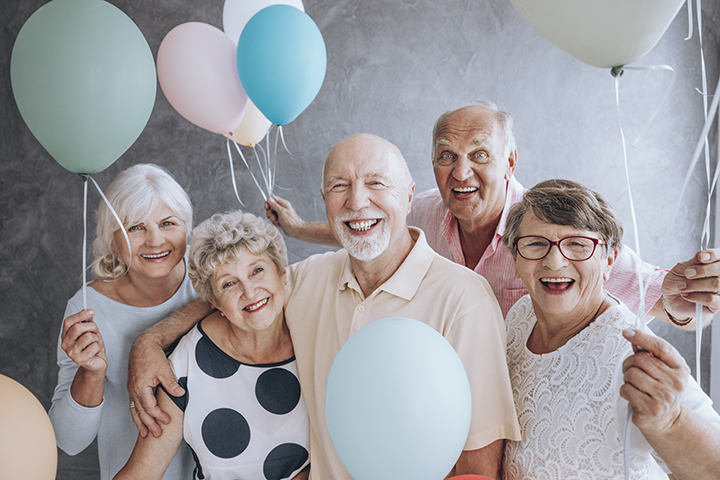 Close-up of excited pensioners
