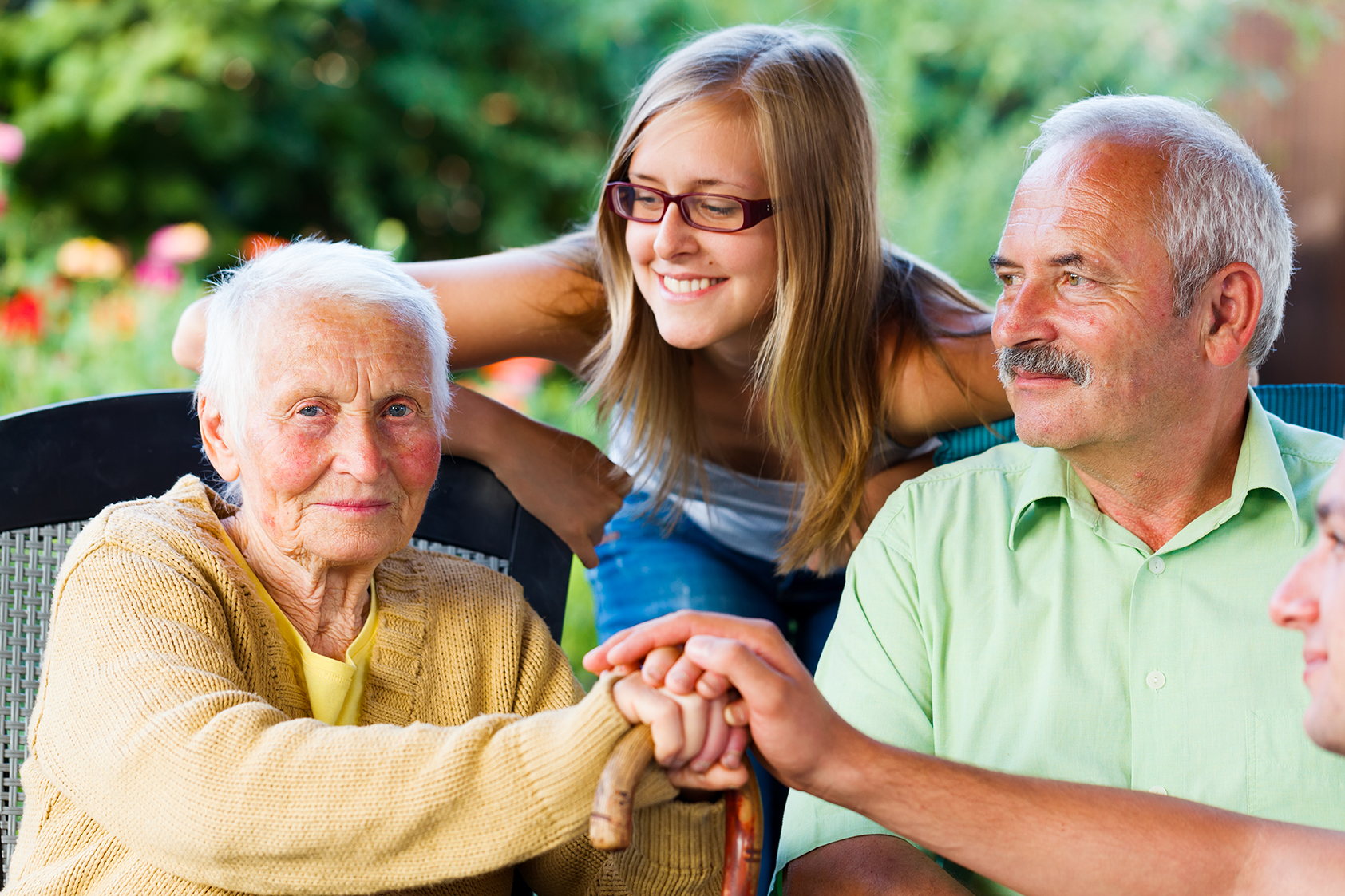 Family Visiting Sick Grandmother in Nursing Home